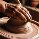 Crafting Ceramic - Value and Passion**

Prompt: Close-up shot, artisan's hands carefully shaping clay on a pottery wheel, warm studio lighting, focus on the texture of the clay, tools nearby, expression of passion and dedication, vibrant colors, emphasizing the unique quality of handmade ceramics.

**