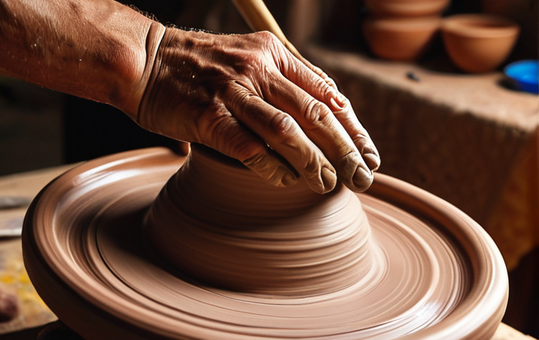 Crafting Ceramic - Value and Passion**

Prompt: Close-up shot, artisan's hands carefully shaping clay on a pottery wheel, warm studio lighting, focus on the texture of the clay, tools nearby, expression of passion and dedication, vibrant colors, emphasizing the unique quality of handmade ceramics.

**