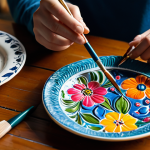 Hand Painting Ceramic Plate**

"A close-up shot of a person's hands carefully painting a ceramic plate with intricate floral designs, using fine brushes and colorful ceramic paints. The plate rests on a rustic wooden table in a sunlit studio filled with art supplies. Focus on the details of the brushstrokes and the vibrant colors. Fully clothed, appropriate attire, safe for work, perfect anatomy, natural proportions, professional studio setting, high quality, family-friendly."

**