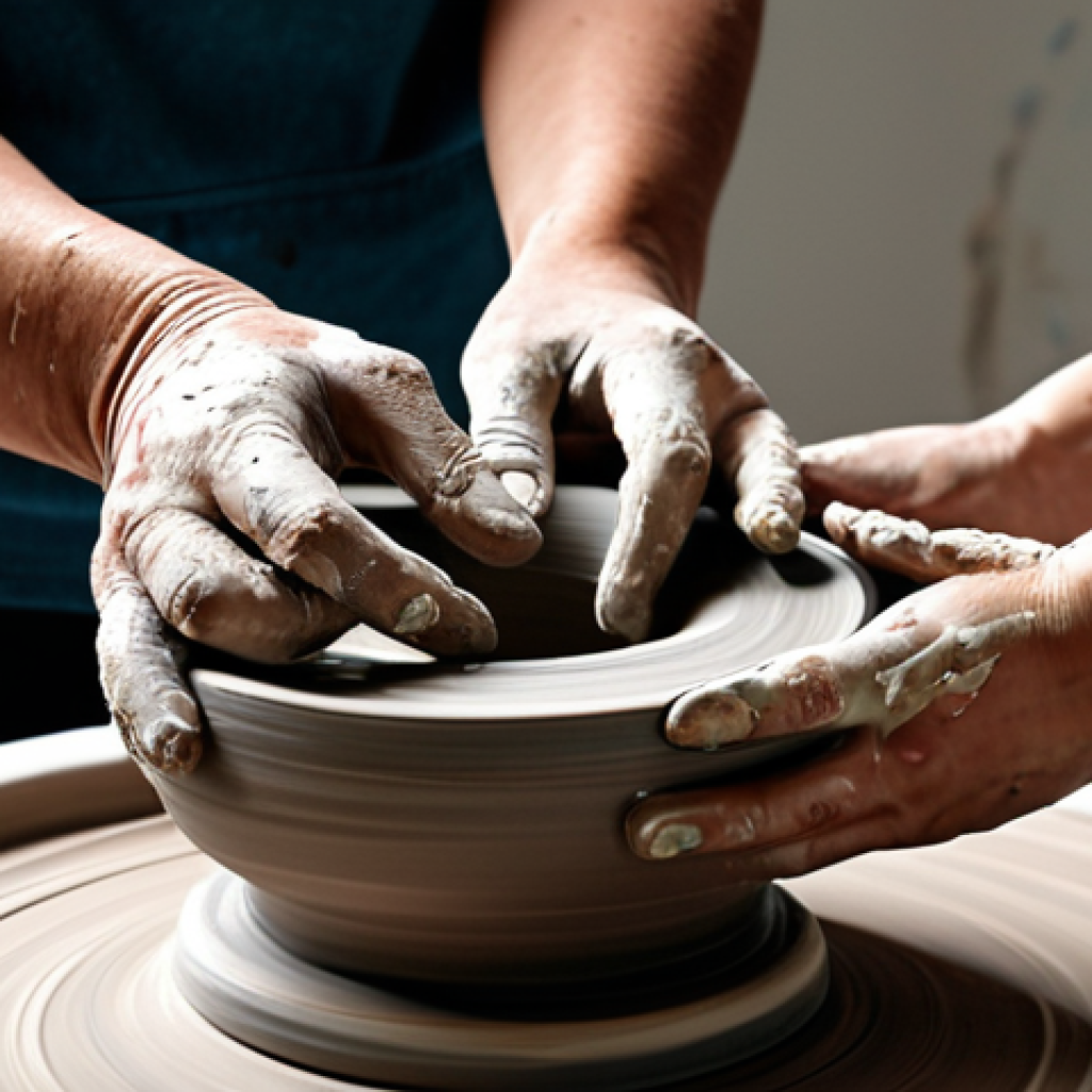 도예 심리치료 효과 - **

"A person's hands gently shaping clay on a pottery wheel, soft natural light, focused and calm e...