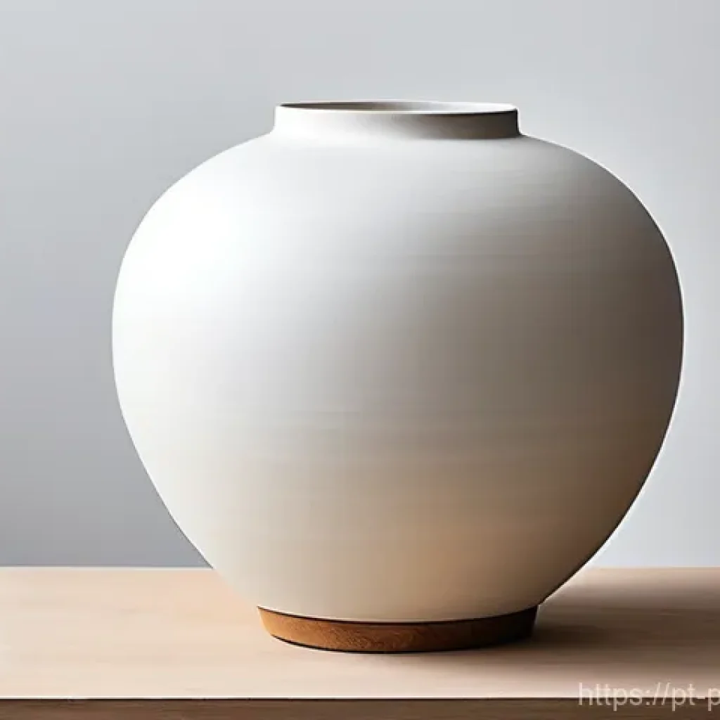 조선백자 제작 과정 - **Prompt:** A pristine Joseon white porcelain moon jar, perfectly centered on a natural, unfinished ...